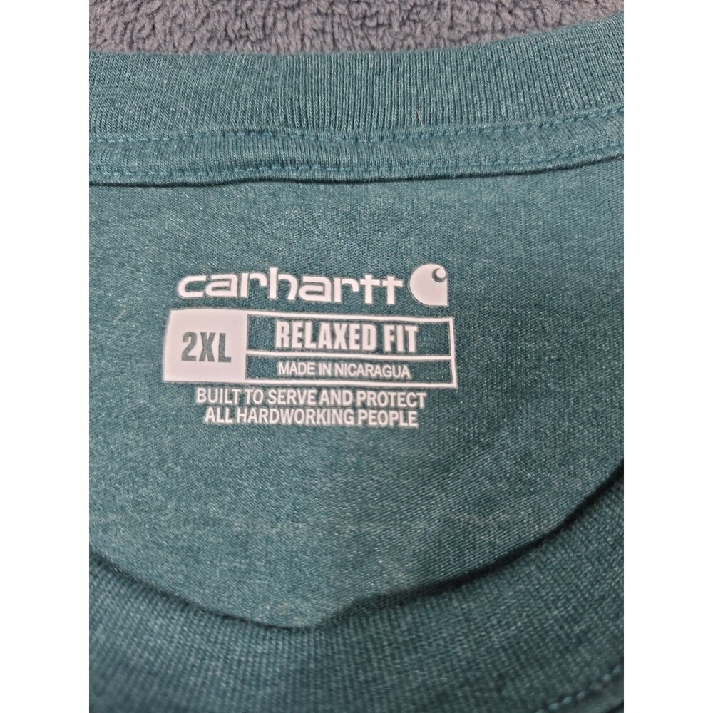 Carhart 2XL Short Sleeve T Shirt Relaxed Fit Model TK7523-M Green Pocket T Logo - Picture 3 of 7